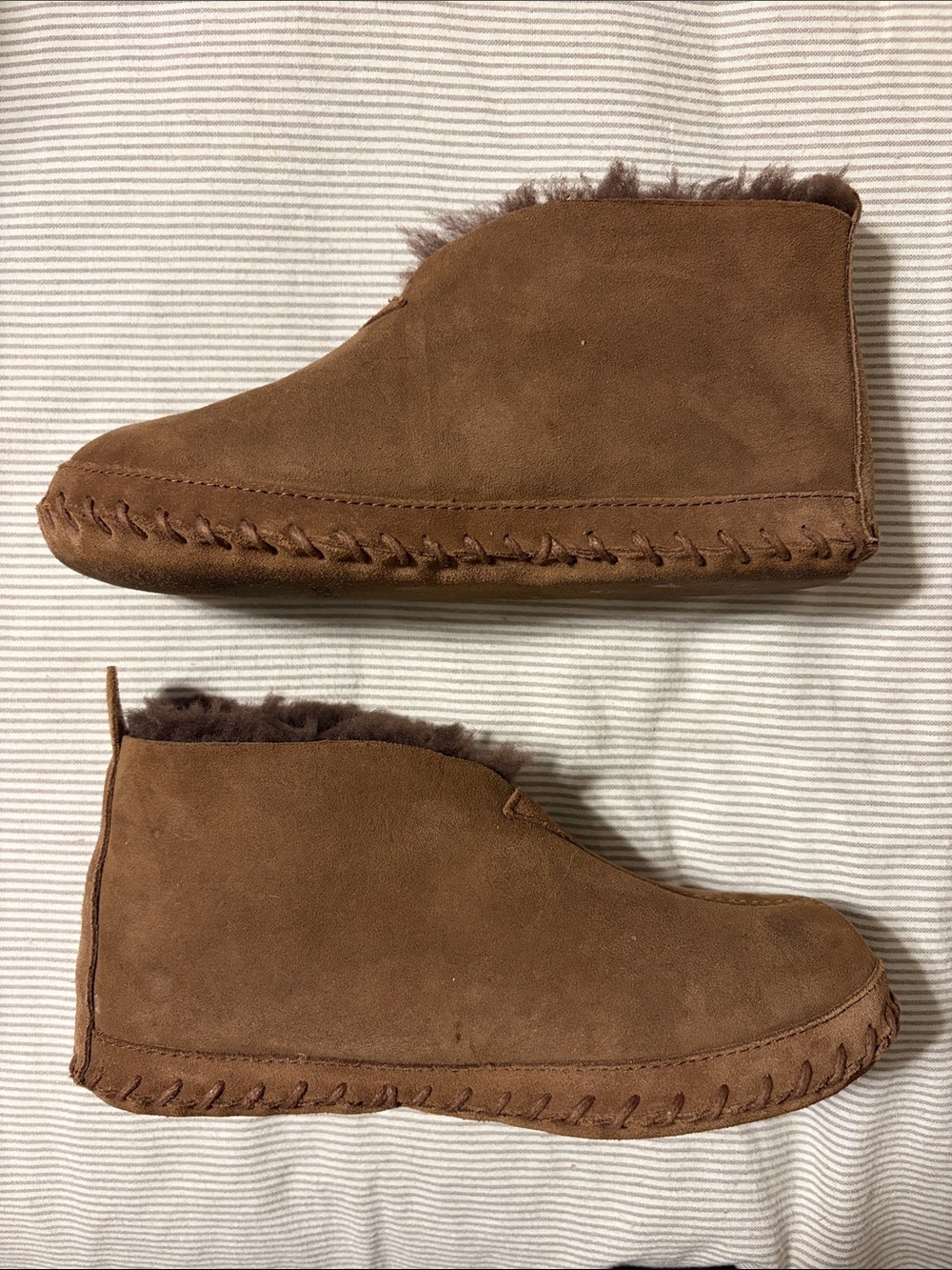 L.L.Bean Wicked Good Boot Moc Slippers Suede Shearling Lined Brown 8M